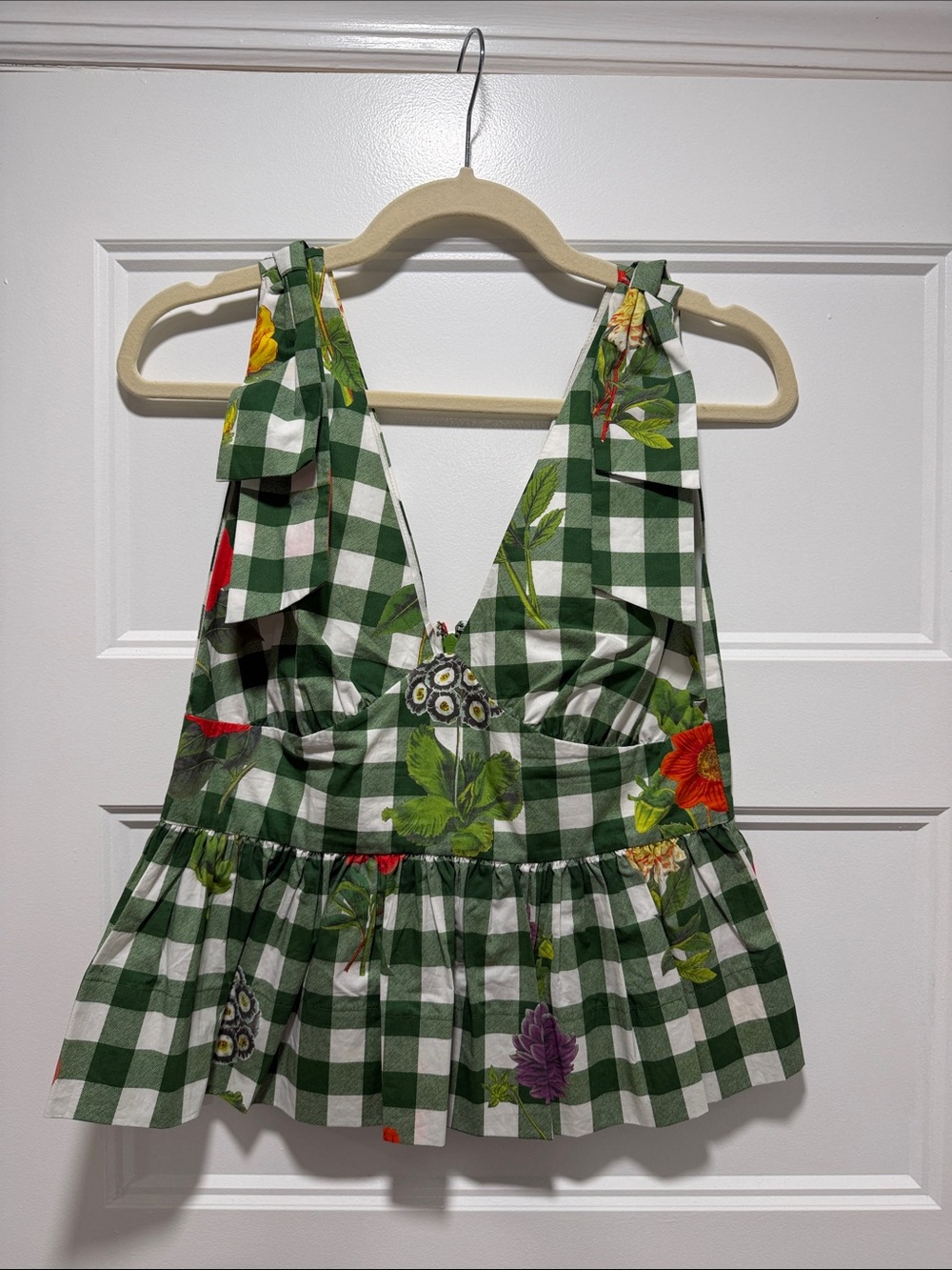 Cara Cara Green Gingham Floral Top